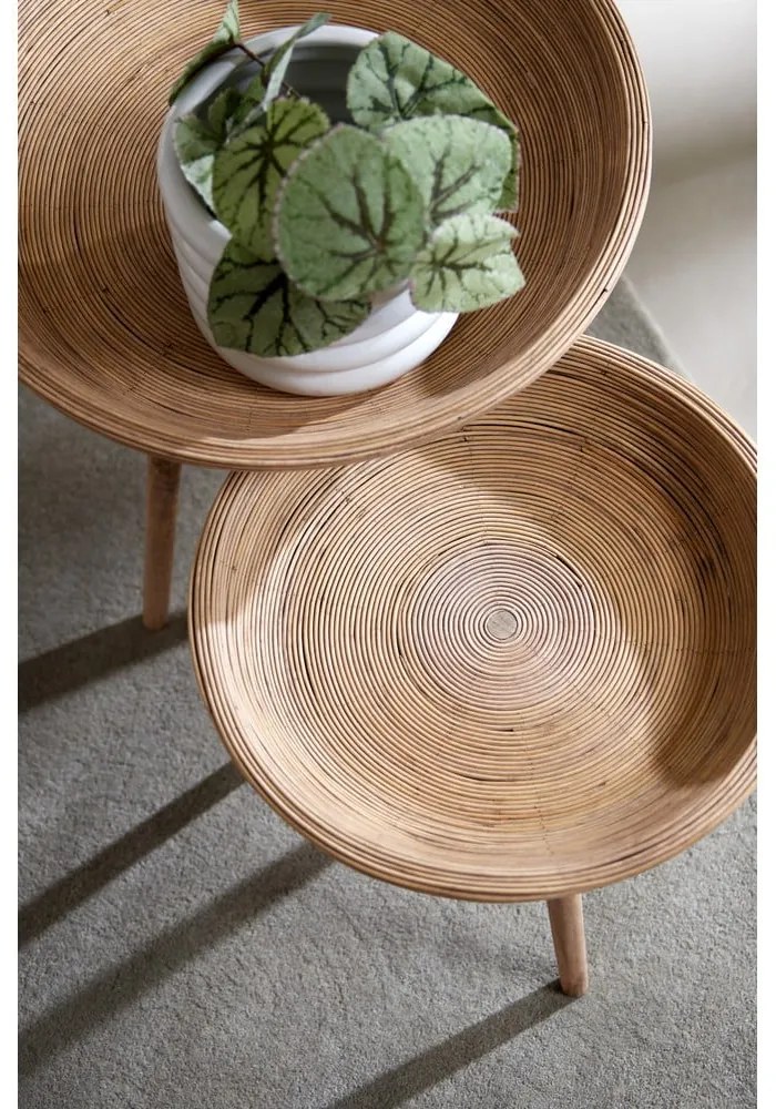 Rattanowe okrągłe stoliki zestaw 2 szt. ø 56 cm Colon – Light & Living