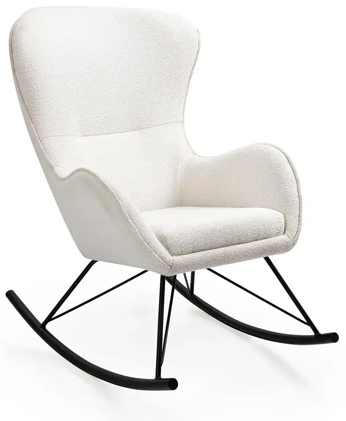 Biały fotel bujany z tkaniny boucle - Axor 4X
