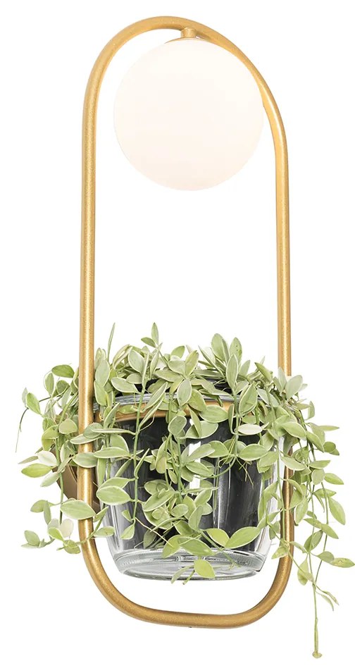 Lampa ścienna w stylu art deco złota z białym szkłem - Isabella ArtDeco Oswietlenie wewnetrzne