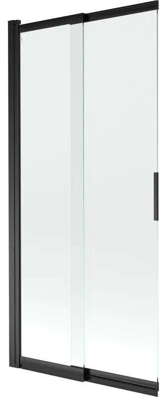 Mexen Fox parawan nawannowy 2-skrzydłowy przesuwny 85 x 150 cm, transparent, czarny - 891-085-002-70-00