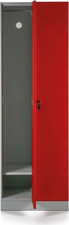 Metalowa szafka ubraniowa S1, 2-drzwiowa, 1800 x 600 x 500 mm, demontaż, zamek cylindryczny, drzwi czerwone