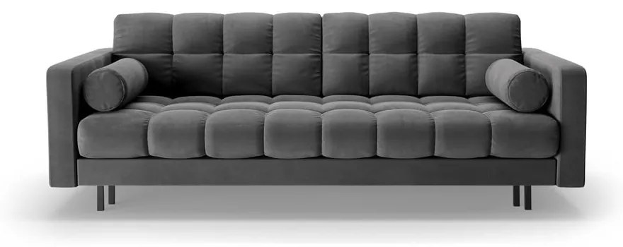 Ciemnoszara aksamitna rozkładana sofa ze schowkiem 222 cm Bali – Cosmopolitan Design