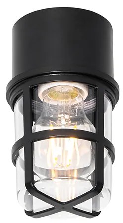 Lampa sufitowa i ścienna czarna z przezroczystym kloszem IP54 - Kiki