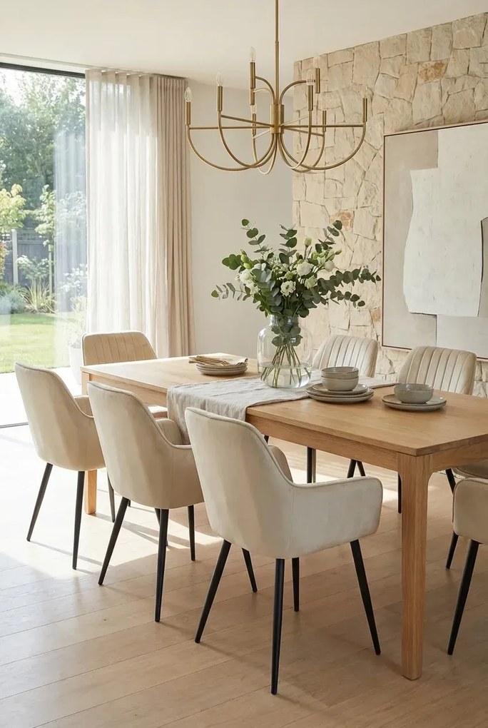 Beżowe nowoczesne krzesło tapicerowane do jadalni M1-C38