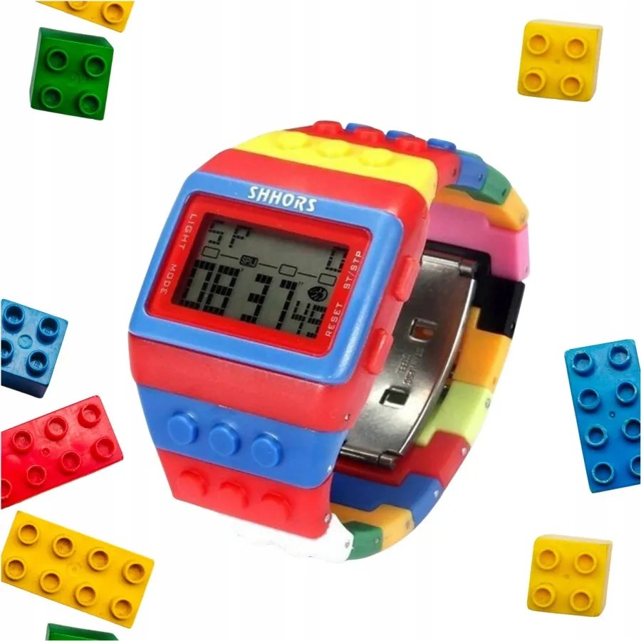 KUBEK KLOCKOWY DUŻY 350ML + KLOCKOWY CYFROWY ZEGAREK DLA DZIECKA REGULOWANY