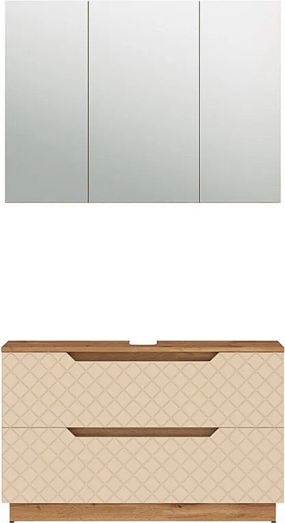 Zestaw mebli łazienkowych dąb/kaszmir ze strukturą płytek 99.4x32x62.5 lotta