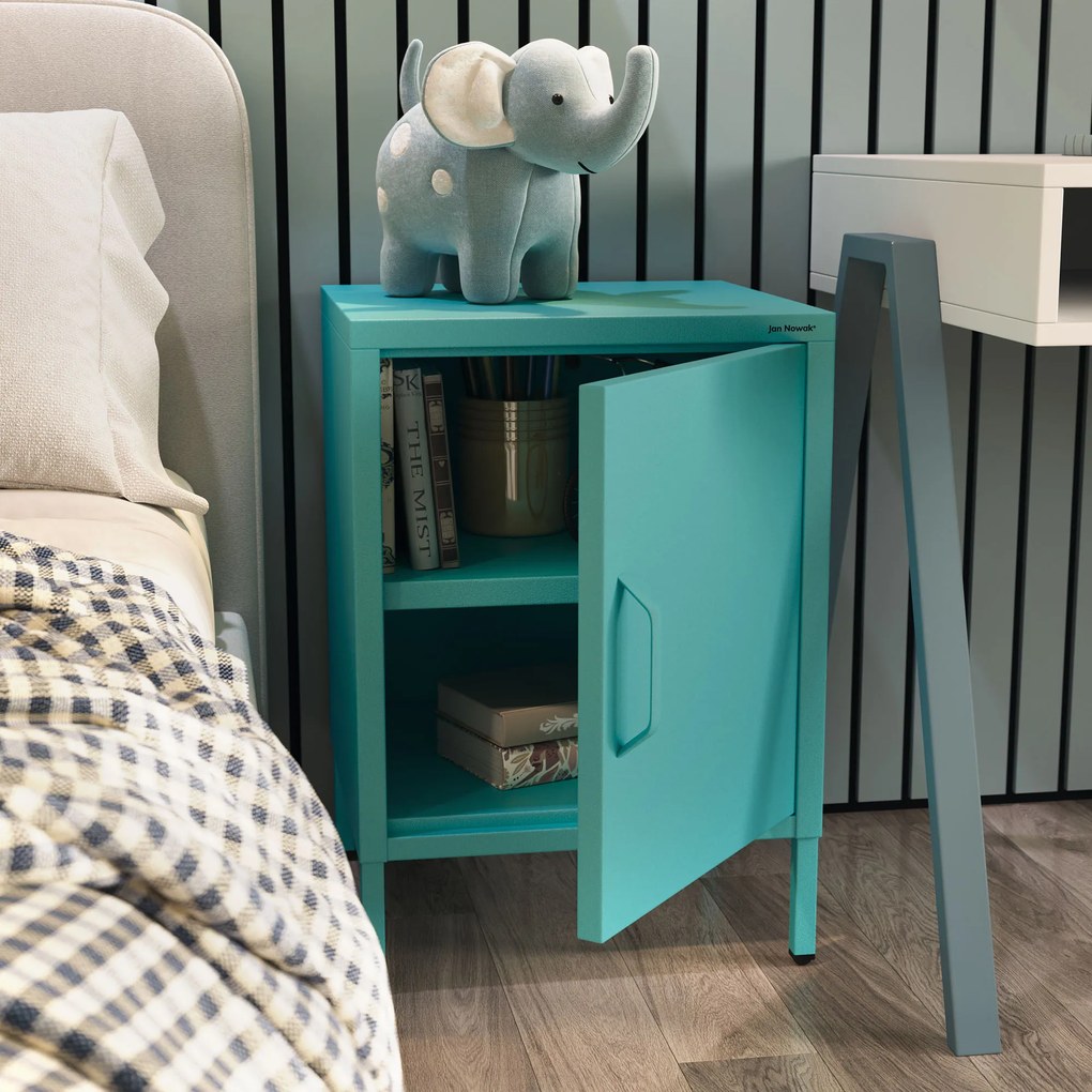 Szafka nocna metalowa morska Modern MIA, 424 x 595 x 400 mm