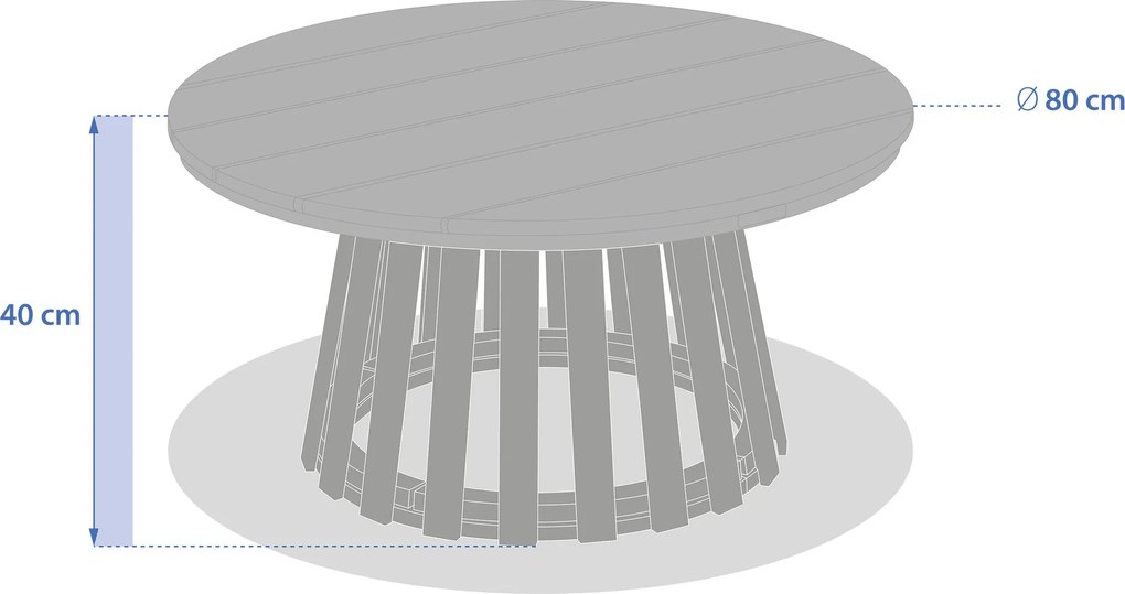 Stolik ogrodowy z drewna akacji, Ø 80 cm, OSUNA