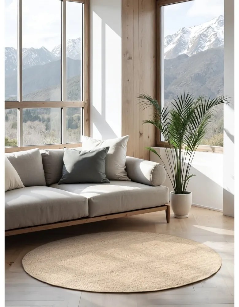 Kremowy okrągły dywan z juty ø 160 cm Bouclé Jaipur – Hanse Home