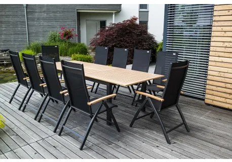 EXPERT WOOD antracyt - stół ogrodowy rozkładany aluminiowy 220/280 x 100 x 75 cm