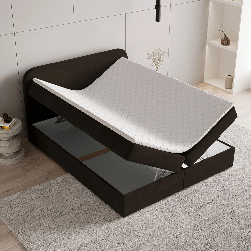Masseno Łóżko kontynentalne ARMEL z pojemnikiem na pościel 160x200 cm - Brązowy, MONOLITH 29