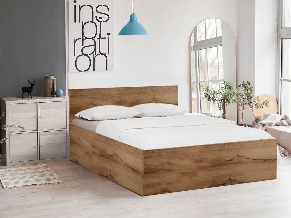 Łóżko SOFIA 140 x 200 cm, dąb artisan Stelaż: Ze stelażem listwowym elastycznym, Materac: Materac Coco Maxi 20 cm