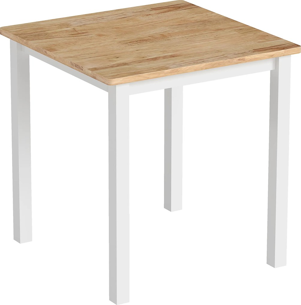 HOMCOM Stół jadalny z drewna kauczukowego, dla maksymalnie 4 osób, z antypoślizgowymi podkładkami, naturalne drewno