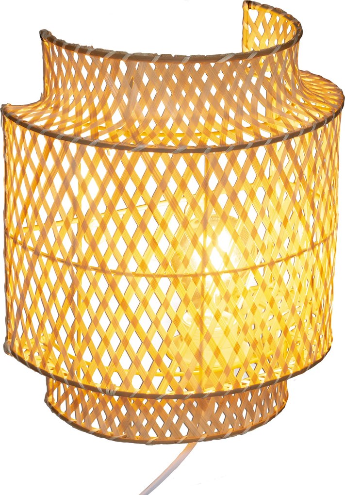 Kinkiet boho LIBY, klosz bambus, 28 cm