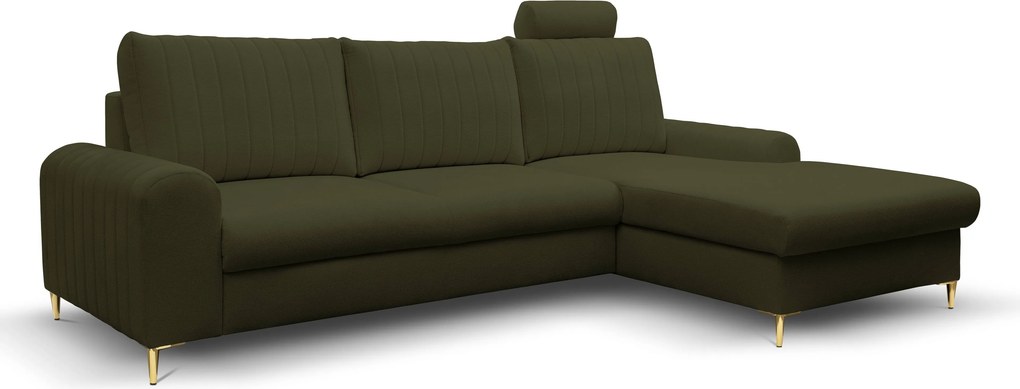 Masseno Narożnik VERONA z funkcją spania i pojemnikiem na pościel Narozniki L, Rozkładana sofa - Zielony, LOFT 10