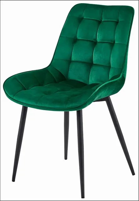Ciemnozielone pikowane krzesło z czarnymi nogami A3-T18
