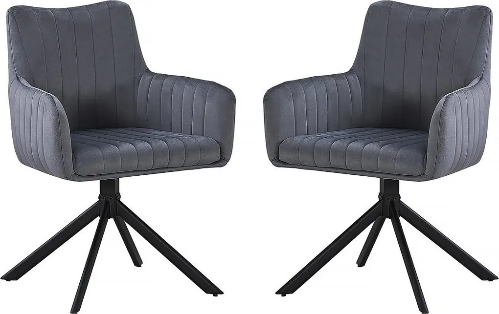 Zestaw 2 krzeseł materiałowych "Pharell" - 60 x 61 x 91 cm - Szary