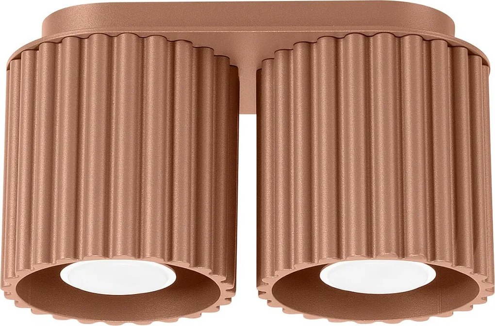 Lampa Sufitowa Minimalistyczny Aura, Aluminium - 2 Źródło - L.21 X H.12 Cm - Mocca
