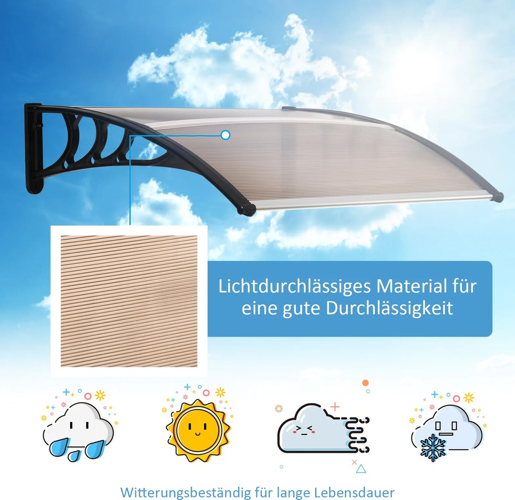 Zadaszenie Nad Drzwi Outsunny, 120x75 cm, Przezroczyste z Poliwęglanu