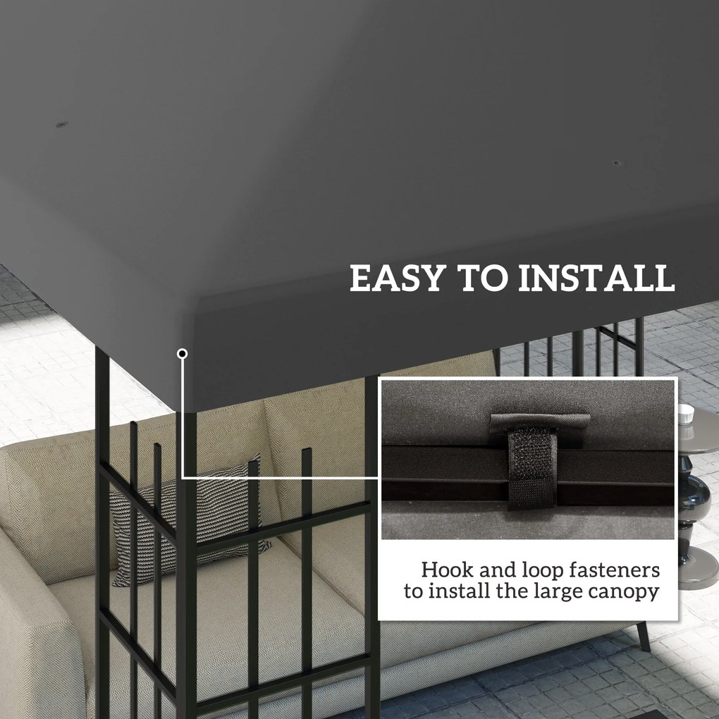 Outsunny 3 x 3 m Zamienna plandeka do pawilonu, plandeka ogrodowa do pawilonu, z otworami drenażowymi, UPF30+, Ciemnoszary