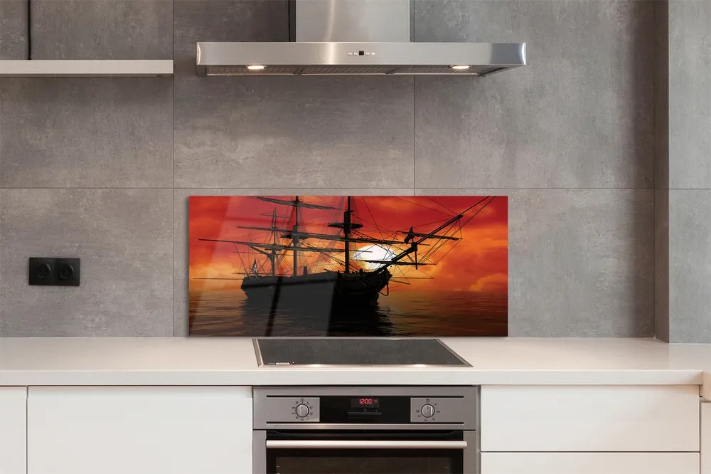Szkło do Kuchni na Ścianę Słoneczny Rejs Statkiem