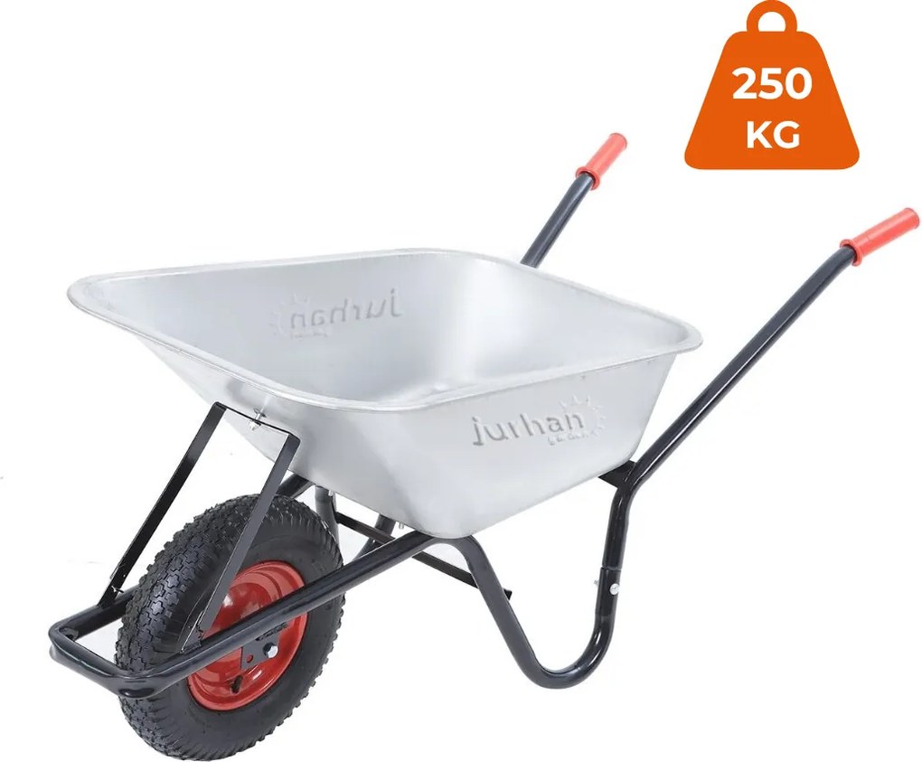 Taczka ogrodowa ocynkowana BARRY, max. pojemność 100l/250kg, srebrna/czarna Gardebruk