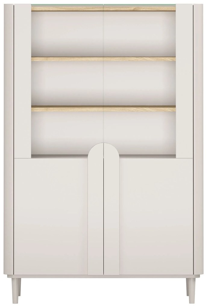 Witryna Amilio 100 cm dwudrzwiowa na nóżkach - kaszmir / dąb olejowany / uchwyty kaszmir