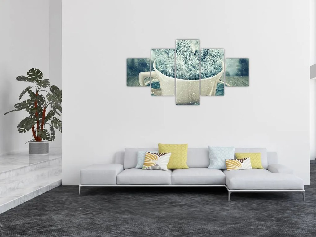 Obraz - Zimowy świat w kubeczku (125x70 cm)