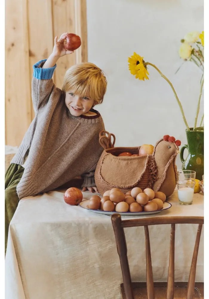 Brązowy tekstylny dziecięcy kosz na zabawki 48x32x29 cm Chicken Toffee – Lorena Canals