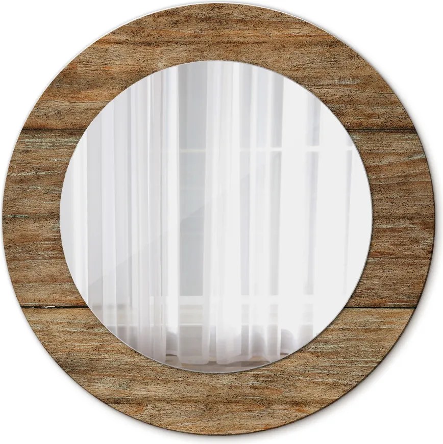 Lustro dekoracyjne okrągłe Stare drewno