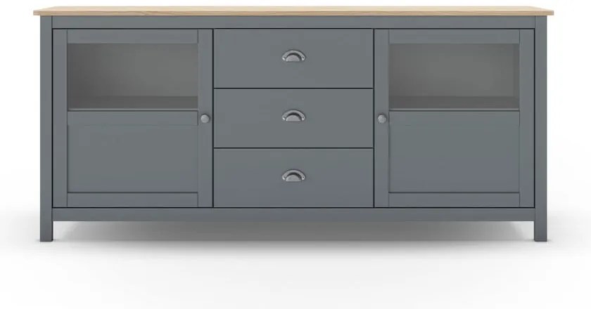 Szarozielona komoda z litego drewna sosnowego 180x80x40 cm Misti – Marckeric