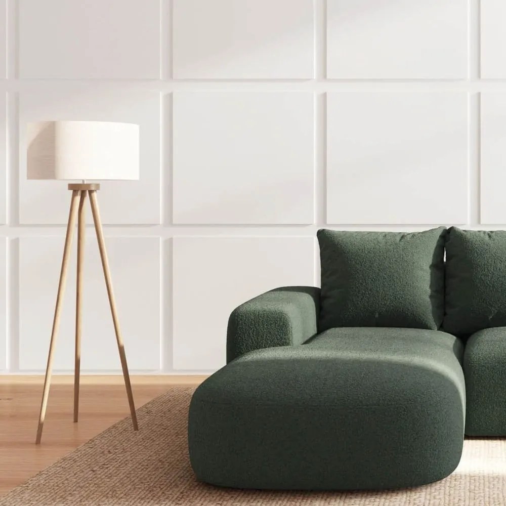 Zielony narożnik z materiału bouclé (lewostronny/z szezlongiem) Monce – Rodier