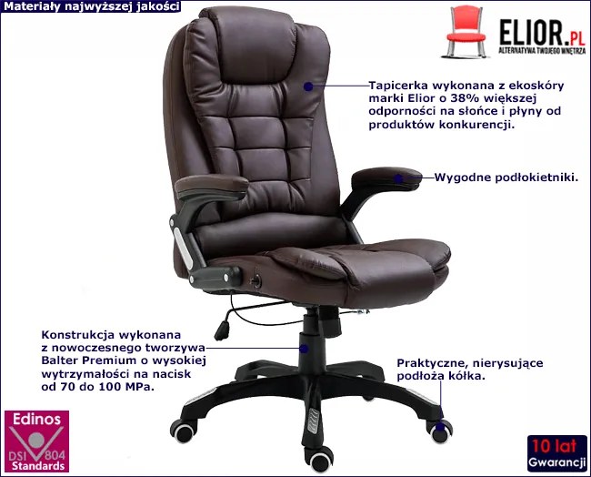 Brązowy rozkładany fotel biurowy - Loker