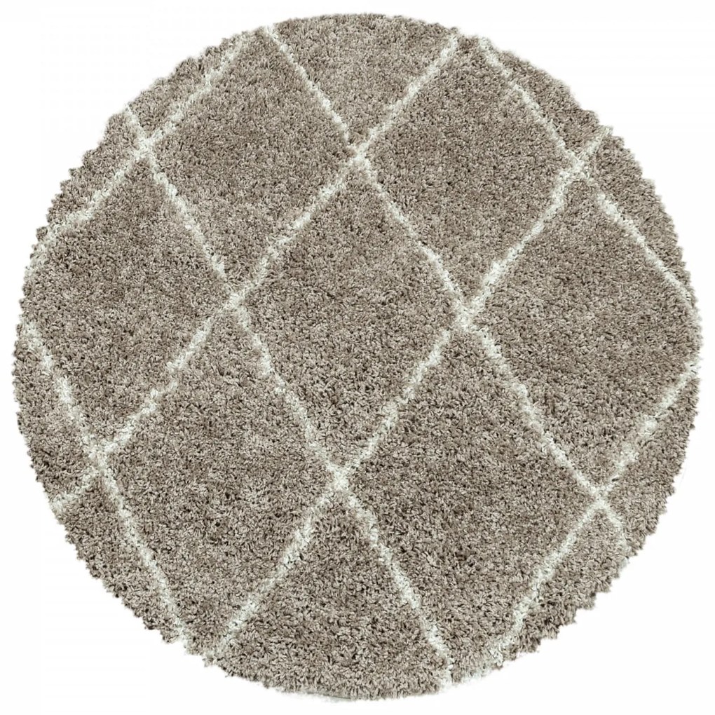 Dywan shaggy Alvor kratka beżowy 120 cm x 120 cm koło