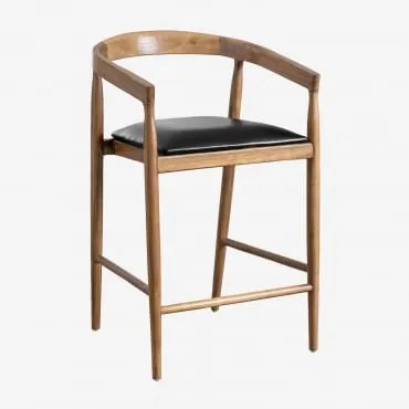 Zestaw 4 Wysokich Skórzanych Stołków Visby (70 Cm) Czarna - Sklum