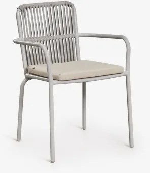 Zestaw 4 Sztaplowanych Krzeseł Ogrodowych Z Podłokietnikami Z Aluminium Alberta Smoky Green - Sklum
