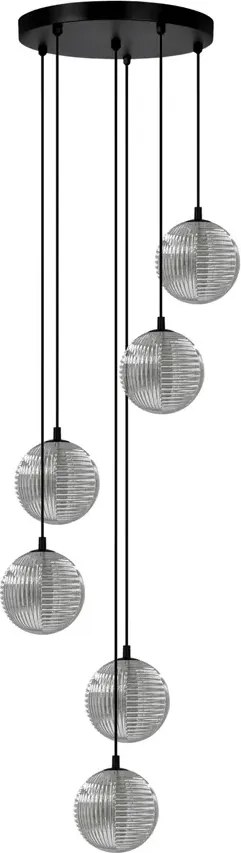 Wisząca długa lampa z kloszami grafitowa F1-M05