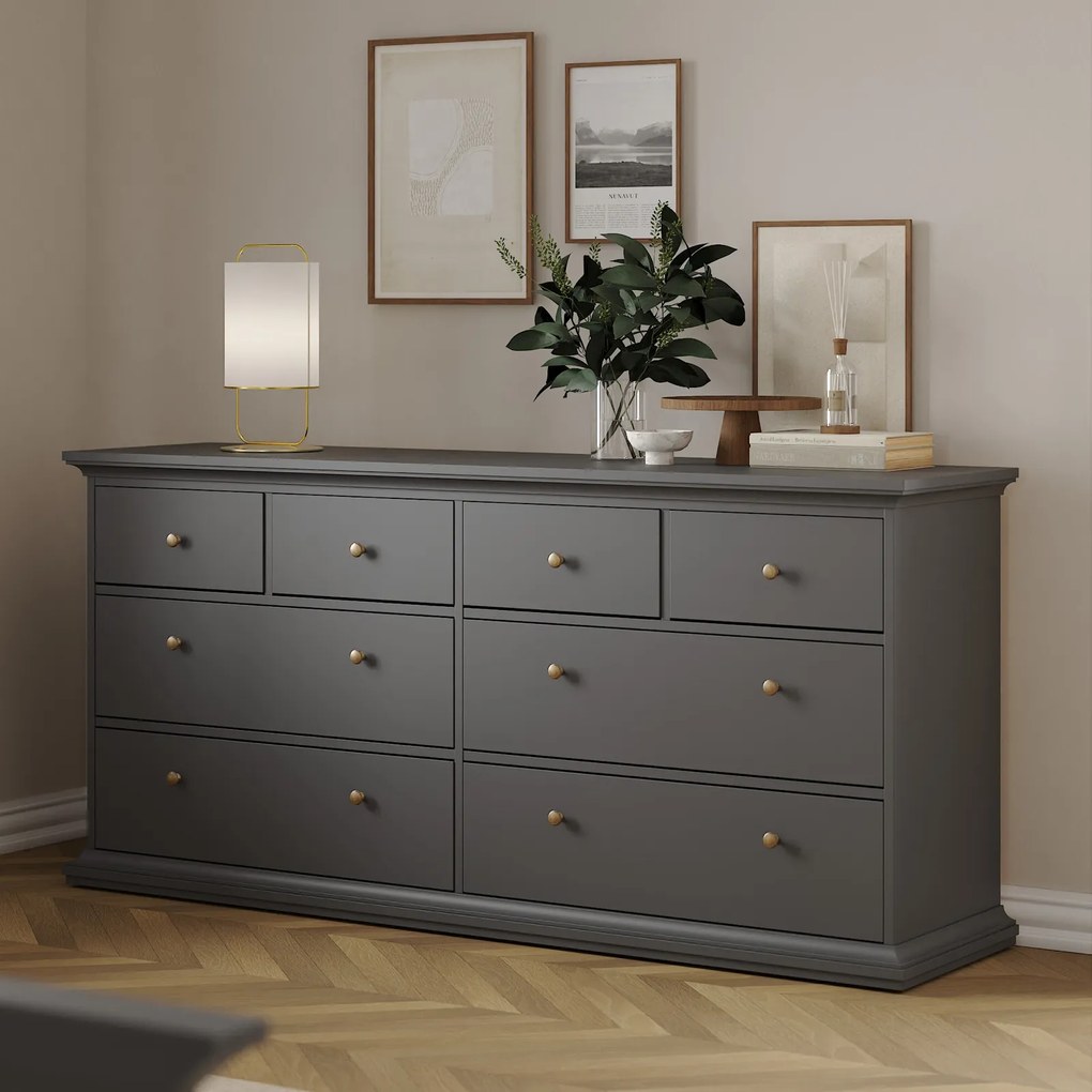 Szeroka komoda Paris 4+4 kolor szary