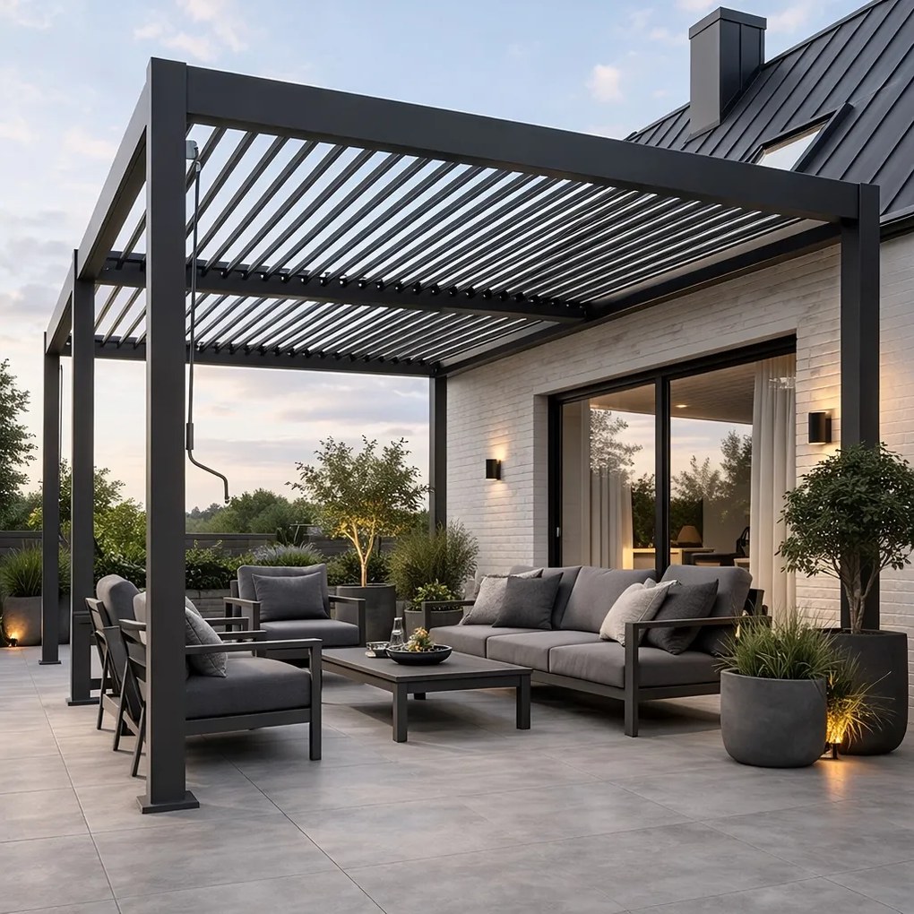 Pergola ogrodowa lamelowa 3x6 m antracyt XT-3652 regulowany dach