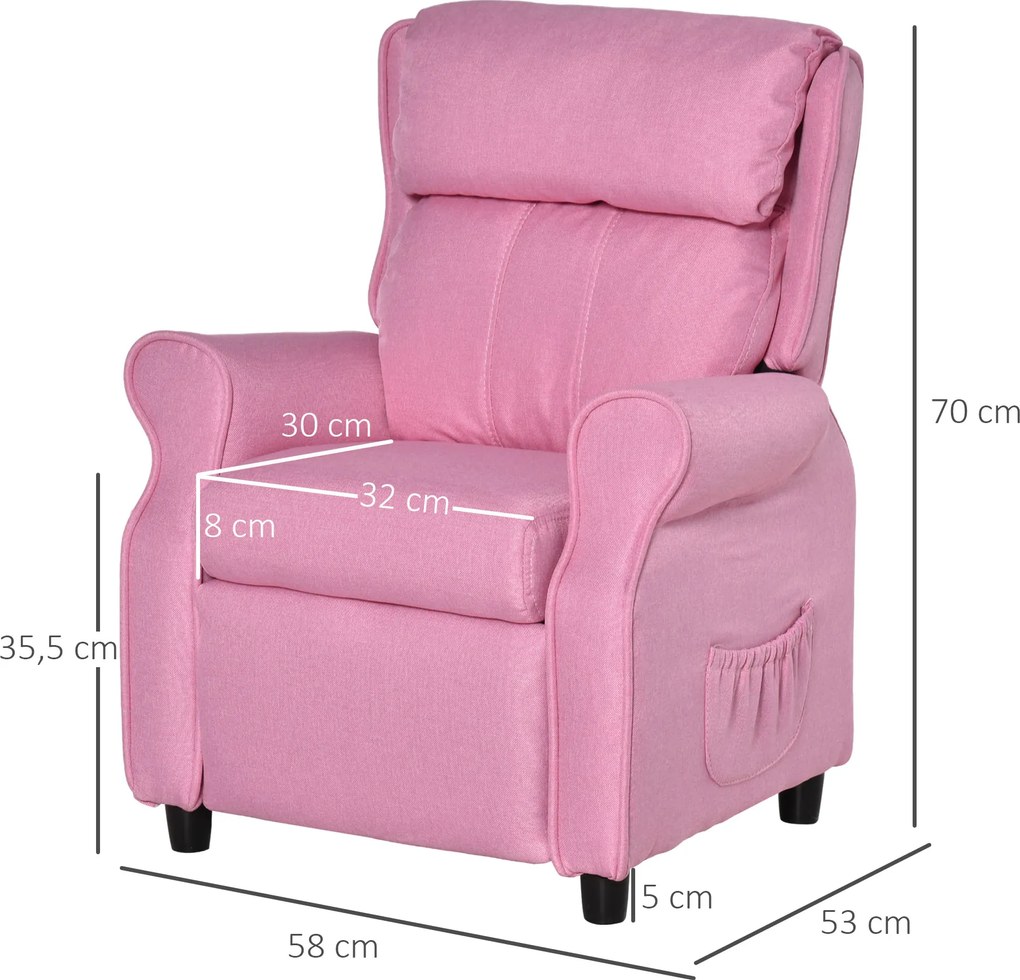 HOMCOM Fotel dziecięcy sofa dziecięca kanapa dziecięca tapczan regulowany z podnóżkiem różowy