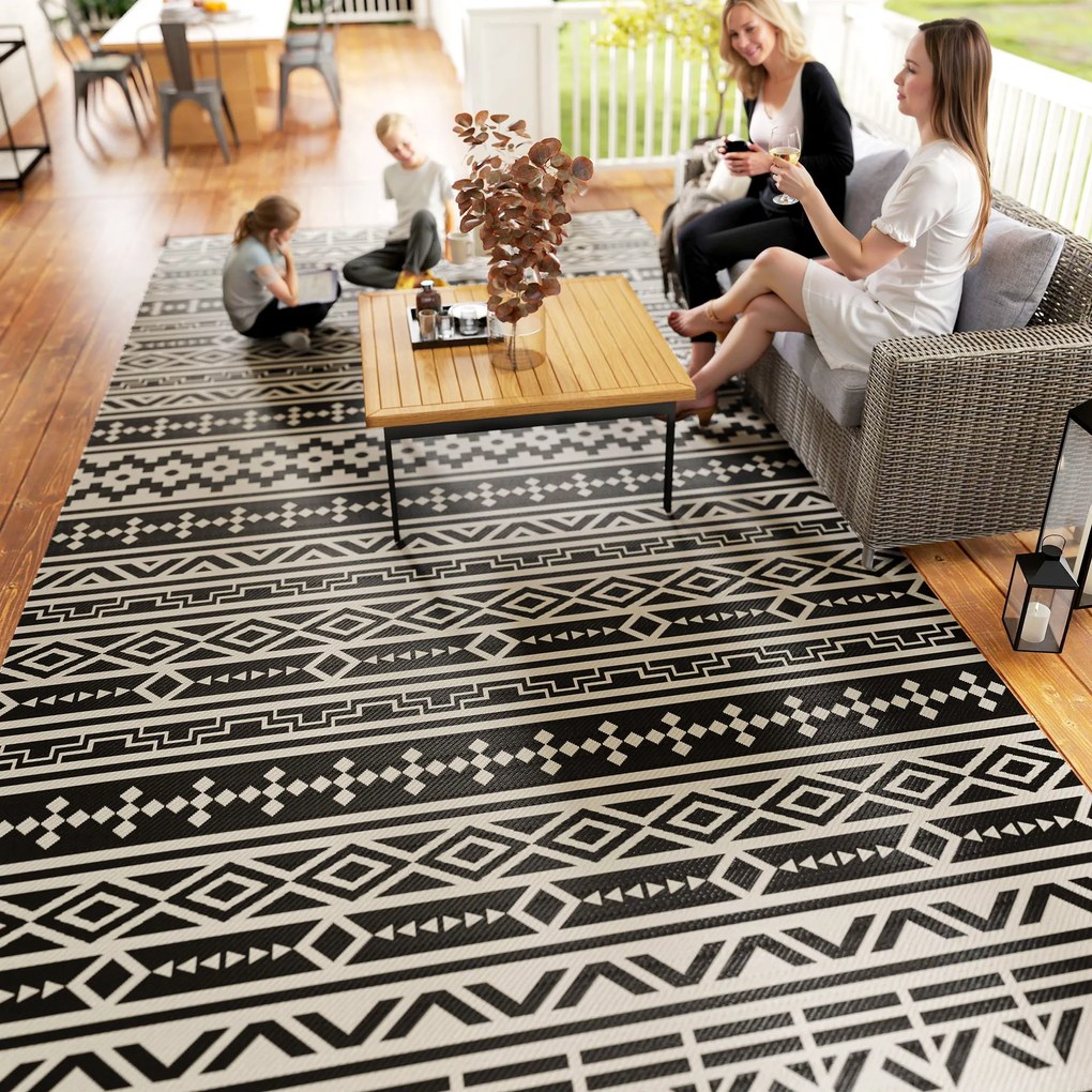 Outsunny Dywan Zewnętrzny Odporny na Warunki Pogodowe, w Stylu Boho, Na Balkon I Do Salonu