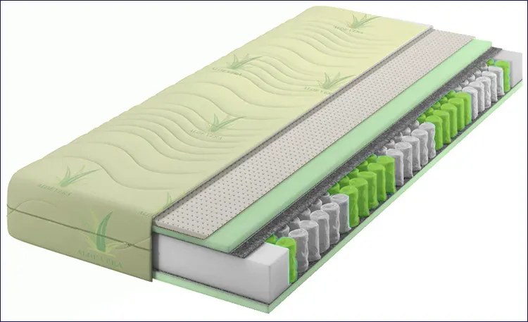 Materac kieszeniowo-lateksowy aloe vera 140x200 - Velda