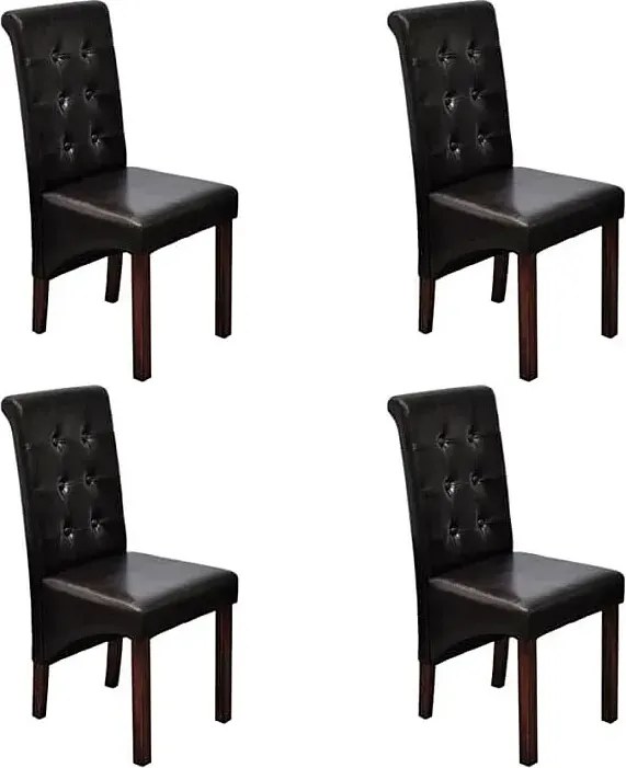 Zestaw 4 pikowanych krzeseł z ekoskóry wenge D6-M31