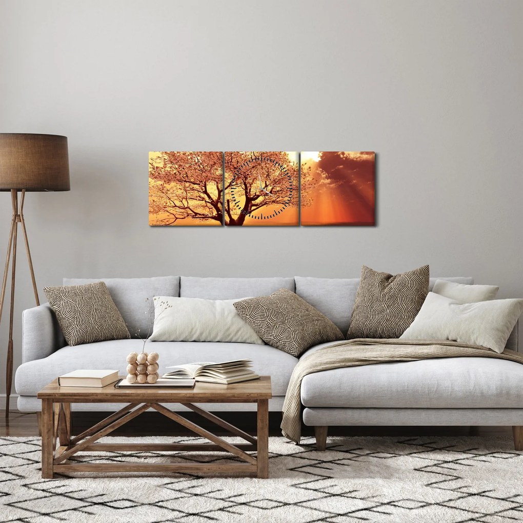Obraz promieni Boga (z zegarem) (90x30 cm)