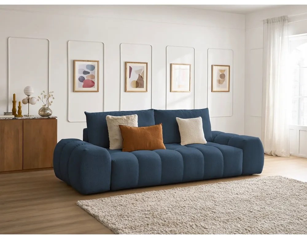 Ciemnoniebieska sofa z tkaniny szenilowej 278 cm Everest – Bobochic Paris