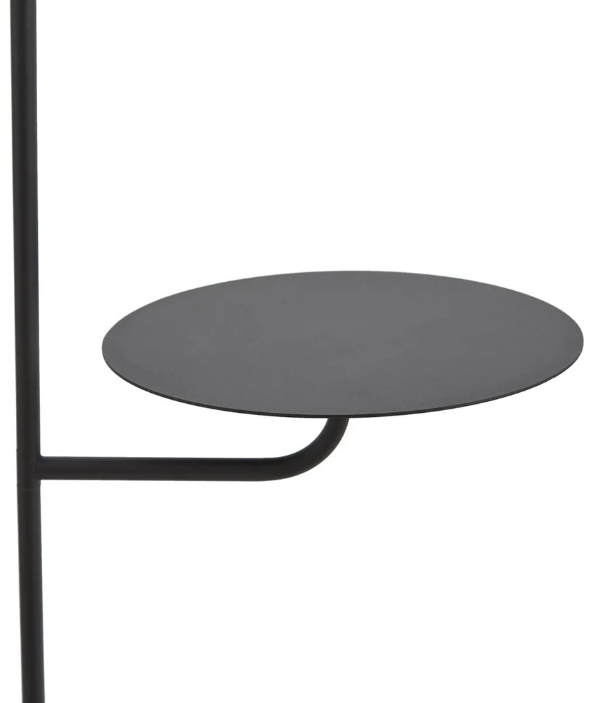 Nowoczesna lampa podłogowa czarna z okrągłym stolikiem - Ostrich