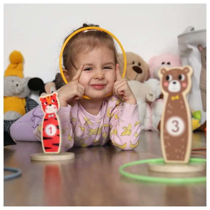 Tooky toy drewniana gra zręcznościowa rzut do celu zwierzątka 15 el.