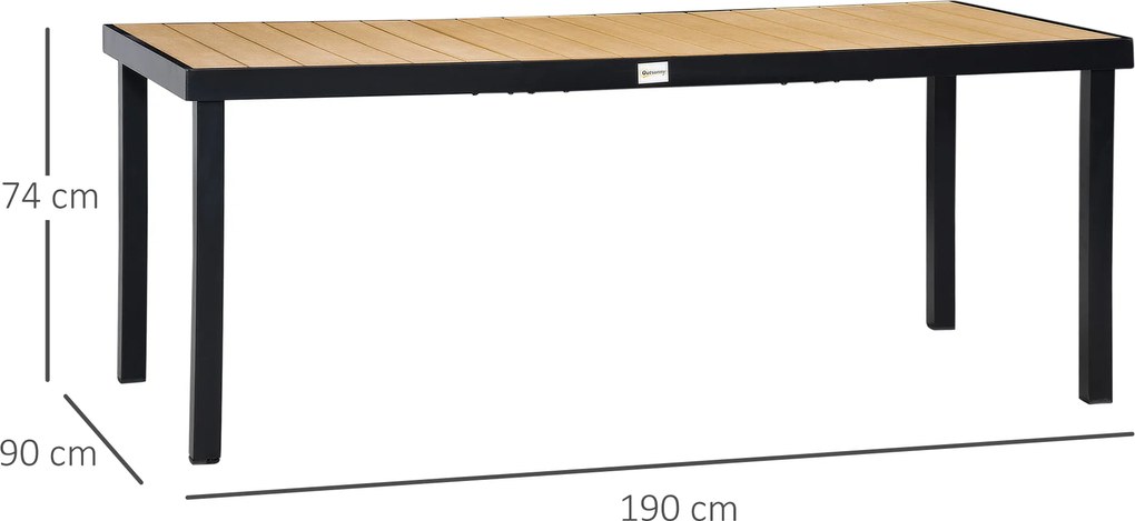 Stół ogrodowy Outsunny dla 8 osób, aluminium 190 cm x 90 cm x 74 cm