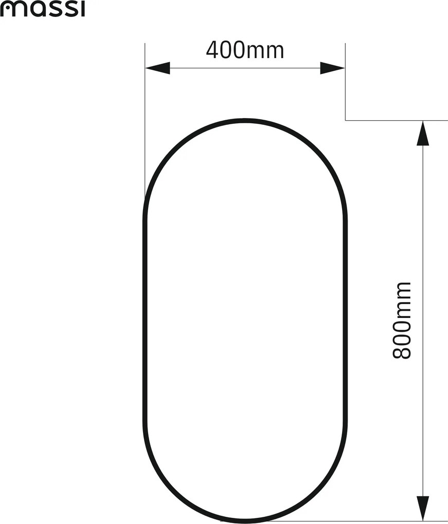 Lustro owalne podświetlane symetryczne bezramowe PLATAN LED | Różne rozmiary | Różne kolory szkła : Kolor tafli szkła - Grafit, Rozmiar - 40 x 80 cm