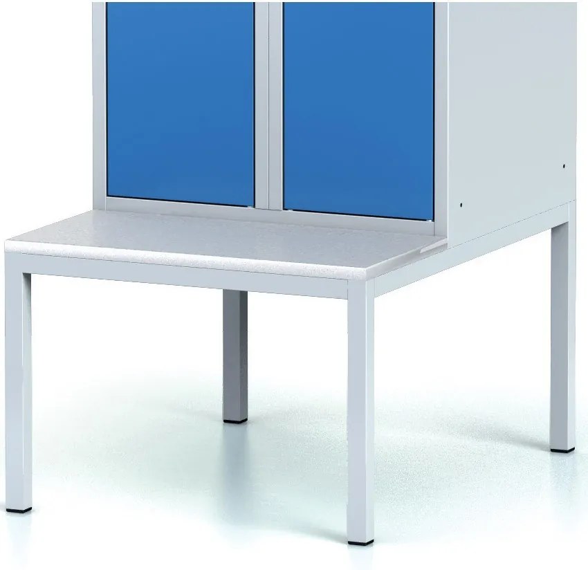 Szafka ubraniowa S6 z ławką, 2-drzwiowa, 1875 x 600 x 500/800 mm, zamek cylindryczny, drzwi pomarańczowe